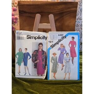 😎2 Simplicity 1980s Misses Dresses‎ and Unlined Jacket Sewing Patterns